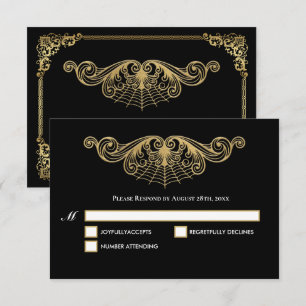 Carte de réponse de mariage Halloween gothique élé