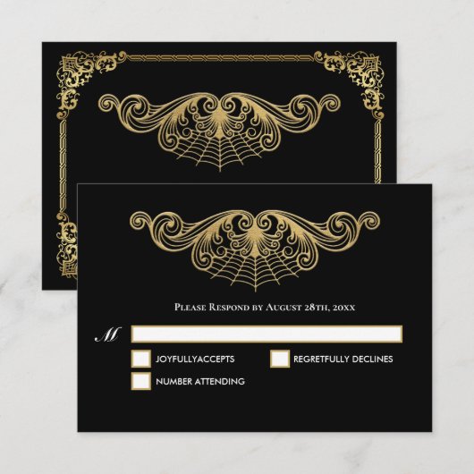 Carte de réponse de mariage Halloween gothique élé (Devant / Derrière)