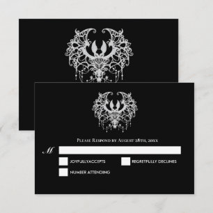 Carte de réponse de mariage Halloween gothique noi