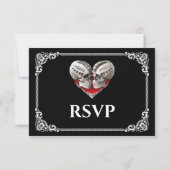 Carte de réponse de mariage Halloween gothique som (Dos)