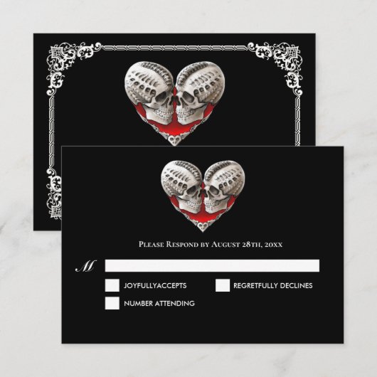 Carte de réponse de mariage Halloween gothique som (Devant / Derrière)