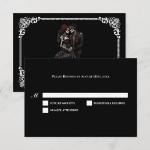 Carte de réponse de mariage Halloween gothique som