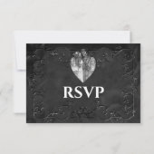 Carte de réponse de mariage Halloween gothique som (Dos)