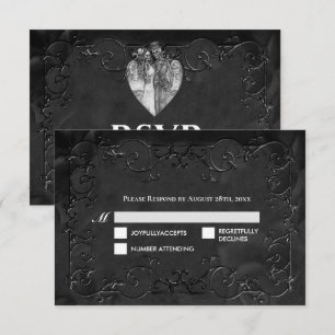 Carte de réponse de mariage Halloween gothique som