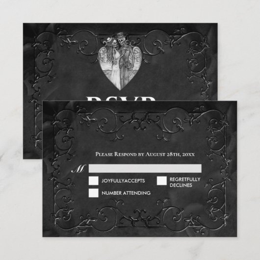 Carte de réponse de mariage Halloween gothique som (Devant / Derrière)