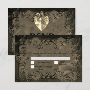 Carte de réponse de mariage Halloween gothique som
