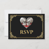 Carte de réponse de mariage Halloween gothique som (Dos)