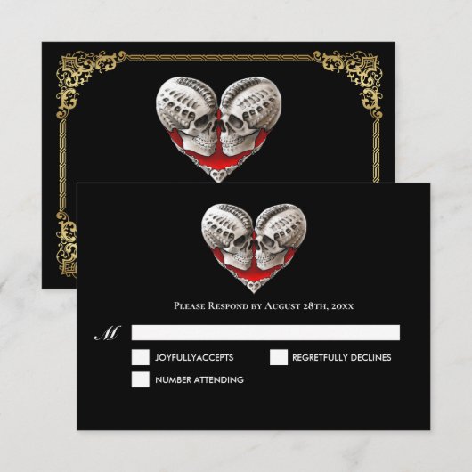 Carte de réponse de mariage Halloween gothique som (Devant / Derrière)