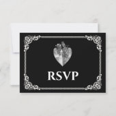 Carte de réponse de mariage Halloween gothique som (Dos)