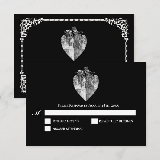Carte de réponse de mariage Halloween gothique som (Devant / Derrière)