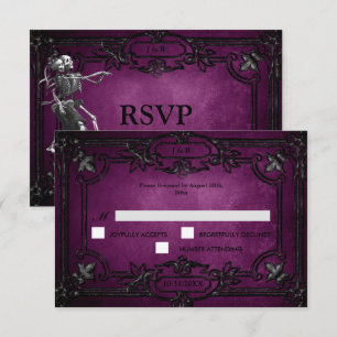 Carte de réponse de mariage Halloween gothique vio