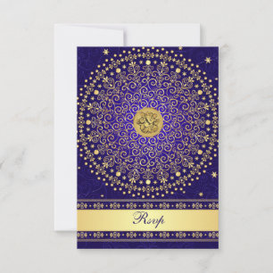 Carte de réponse de mariage Hindu Ganesh Blue Gold