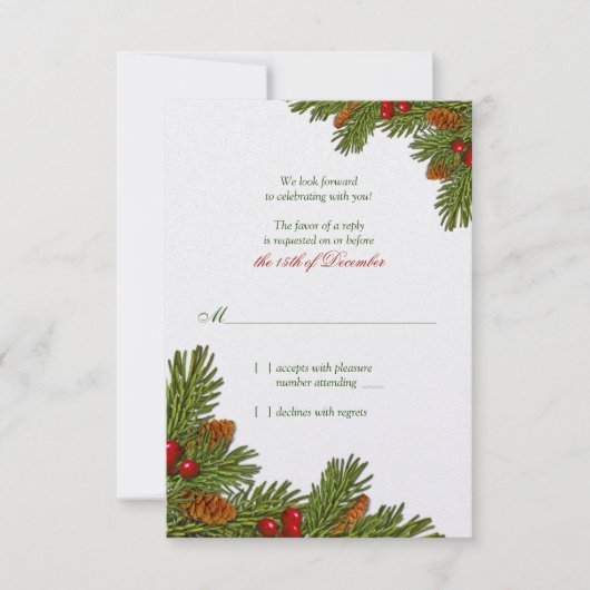 Carte de réponse de mariage hivernal aux vacances (Devant)