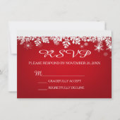Carte de réponse de mariage hivernal flocon rouge (Devant)