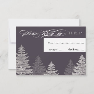 Carte de réponse de mariage hivernal gris moderne