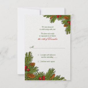 Carte de réponse de mariage hivernal Pines Boughs