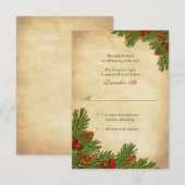 Carte de réponse de mariage hivernal Pines Boughs  (Devant / Derrière)