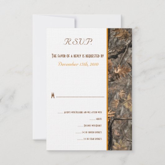 Carte de réponse de mariage Hunter's Camo Chic (Devant)