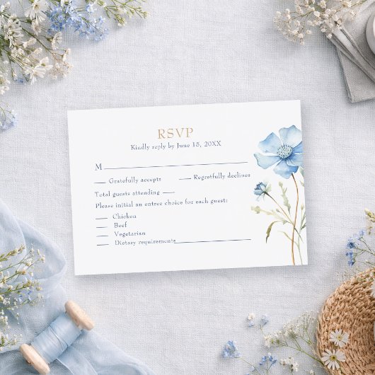 Carte de réponse de mariage Hydrangea Champagne Bl