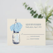 Carte de réponse de mariage Hydrangea & Mason Jar (Debout devant)