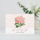 Carte de réponse de mariage Hydrangea rose vintage (Debout devant)