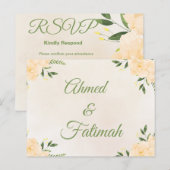 Carte de réponse de mariage islamique | Invitation (Devant / Derrière)