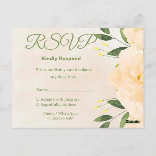 Carte de réponse de mariage islamique | Invitation (Dos)