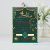 Carte de réponse de mariage islamique vert et or (Debout devant)