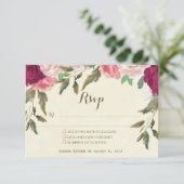carte de réponse de mariage ivoire burgundy floral (Debout devant)