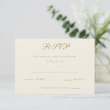 Carte de réponse de mariage Ivoire Héritage & Or A
