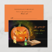 Carte de réponse de mariage Jack O'Lantern Hallowe (Devant / Derrière)