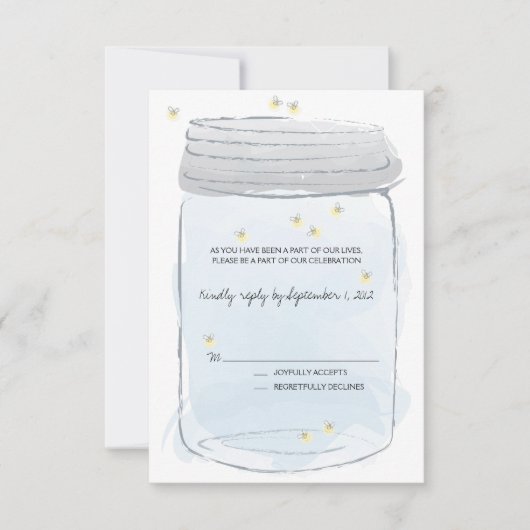 Carte de réponse de mariage Jar & Fireflies (Devant)