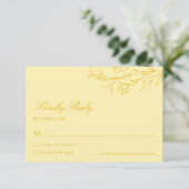 Carte de réponse de mariage jaune beurre moderne f (Debout devant)