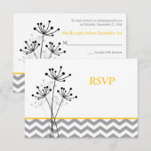 Carte de réponse de mariage jaune, grise à motif f (Devant / Derrière)