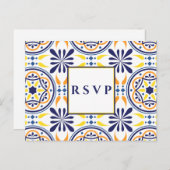 Carte de réponse de mariage jaune marine tuile esp (Devant / Derrière)