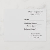 Carte de réponse de mariage lavande et blanc (Dos)