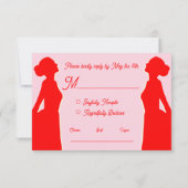 Carte de réponse de mariage lesbien rose et rouge  (Dos)