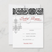 Carte de réponse de mariage lustre élégant BW dama (Dos)