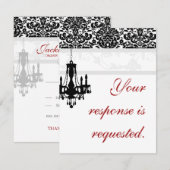Carte de réponse de mariage lustre élégant BW dama (Devant / Derrière)
