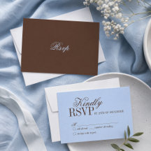 Carte de réponse de mariage luxe bleu et marron à