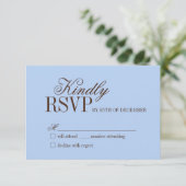 Carte de réponse de mariage luxe bleu et marron à  (Debout devant)
