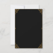 Carte de réponse de mariage luxe noir or (Dos)