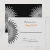 Carte de réponse de mariage mandala gris sur fond  (Devant / Derrière)