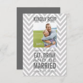 Carte de réponse de mariage Manger Boire Être Mari (Devant / Derrière)