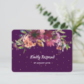 Carte de réponse de mariage Menu Fleurs profondes  (Debout devant)