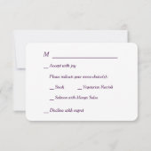 Carte de réponse de mariage Menu Fleurs profondes  (Dos)