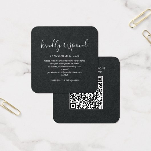 Carte de réponse de mariage miniature avec QR Code (Bureau)
