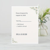 Carte de réponse de mariage Minimal Greenery | Élé (Debout devant)