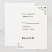 Carte de réponse de mariage Minimal Greenery | Élé (Devant / Derrière)