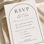 Carte de réponse de mariage minimale en forme d'ar